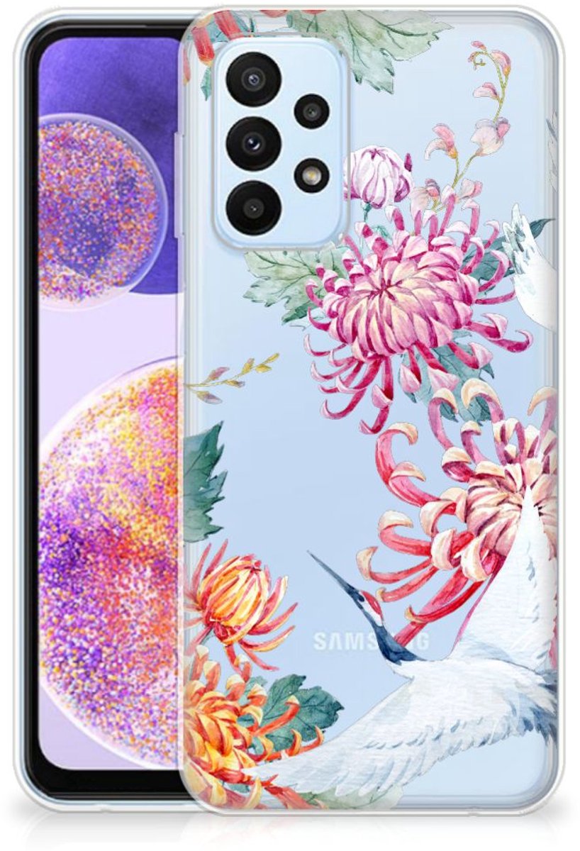 Samsung Galaxy A23 TPU Hoesje Bird Flowers