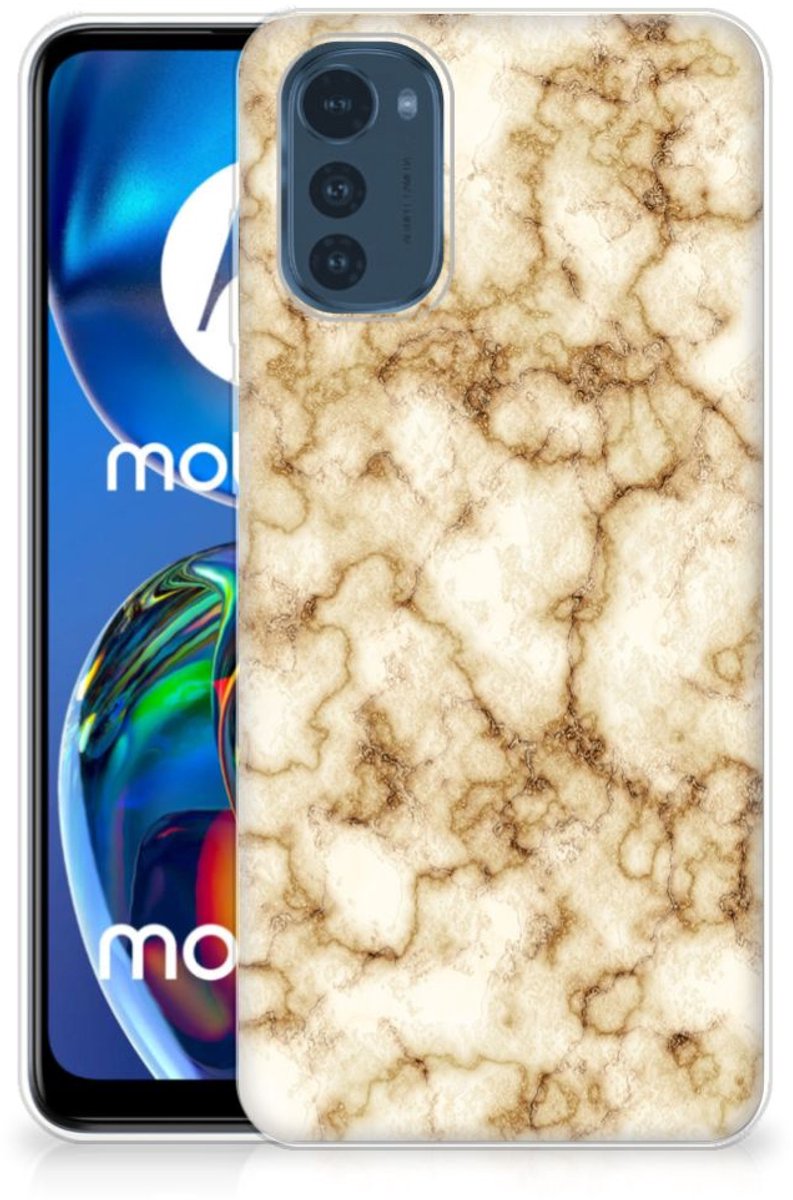 Motorola Moto E32/E32s TPU Siliconen Hoesje Marmer Goud
