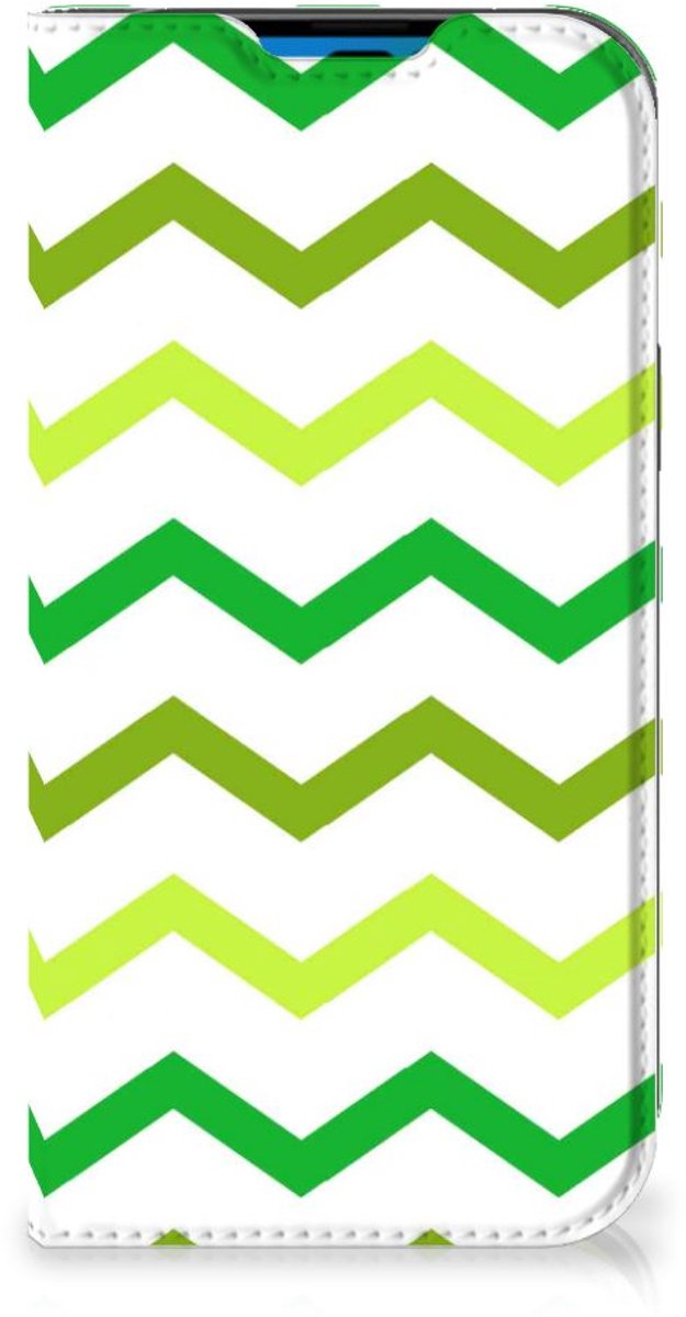 iPhone 14 Pro Hoesje met Magneet Zigzag Groen