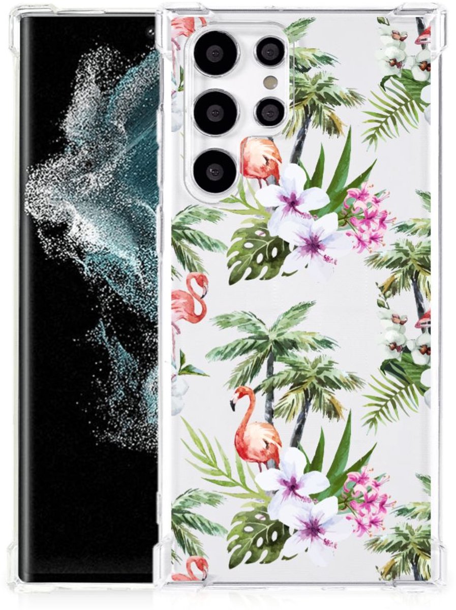 Samsung Galaxy S22 Ultra Case Anti-shock Flamingo Palms