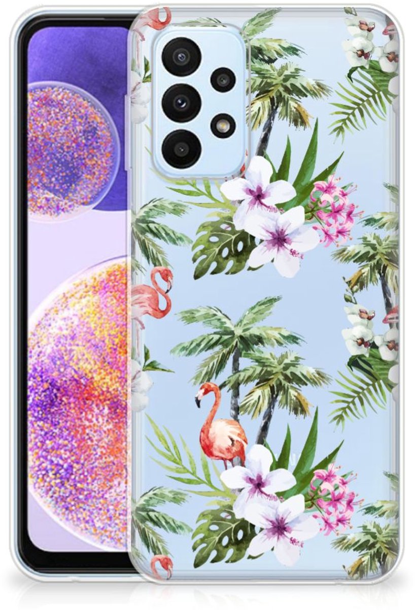 Samsung Galaxy A23 TPU Hoesje Flamingo Palms