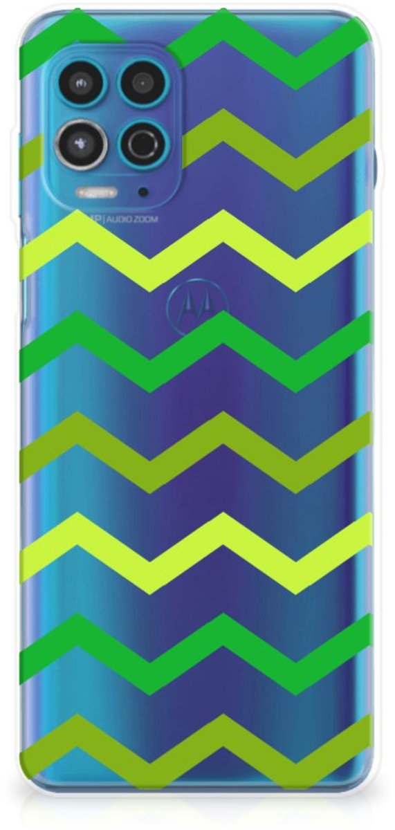 Back Cover voor Motorola Moto G100 TPU bumper Zigzag Groen