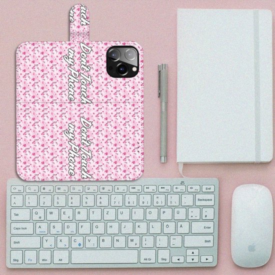 Etui Housse pour iPhone 14 Pro Max Coque Téléphone Fleurs Roses Do Not Touch My Phone