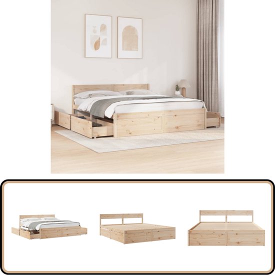vidaXL-Bedframe-met-lades-massief-grenenhout-200x200-cm