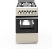 Wiggo - WO-E505R(CX) - Vrijstaand - Gasfornuis - 50 cm - 52 Liter - 4 pitten - Energieklasse A - 5 jaar garantie - Creme Rvs