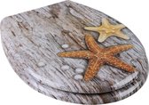 Antibacteriële toiletbril - stijlvol & praktisch - softclose - hout zeester patroon - 45.5x37.1 cm