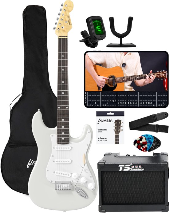 Finesse Elektrische Gitaar met Versterker - met Videocursus - Gitaar - Volwassenen - Kind