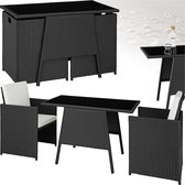 TecTake® - Wicker Zitgroep voor 2 Personen - Ruimtebesparend Buitenmeubilair met 2 Fauteuils en Tafel - Ideale Balkon Loungeset - Weerbestendige Tuin- en Terrasmeubelen - Zwart - Poly-Rattan