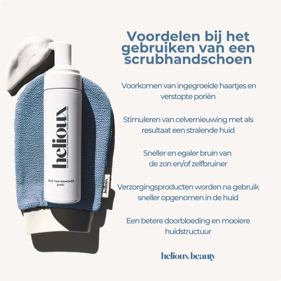 Helioux® Scrub Handschoen Blauw - Exfoliating Glove - Scrub Washand Voor Lichaam & Gezicht - Verwijderen Van Dode Huidcellen of Zelfbruiner - Blauw - Blue - Extra Large