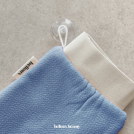 Helioux® Scrub Handschoen Blauw - Exfoliating Glove - Scrub Washand Voor Lichaam & Gezicht - Verwijderen Van Dode Huidcellen of Zelfbruiner - Blauw - Blue - Extra Large