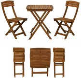 Bol.com 3-delige Bistroset – Inklapbare Tuintafel 2 Stoelen – Acaciahout – Teak-Look – Ruimtebesparend aanbieding