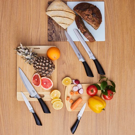 Karaca Mastersharp – Ensemble de couteaux 6 pièces – Acier inoxydable – Zwart – Manches ergonomiques – Avec support élégant