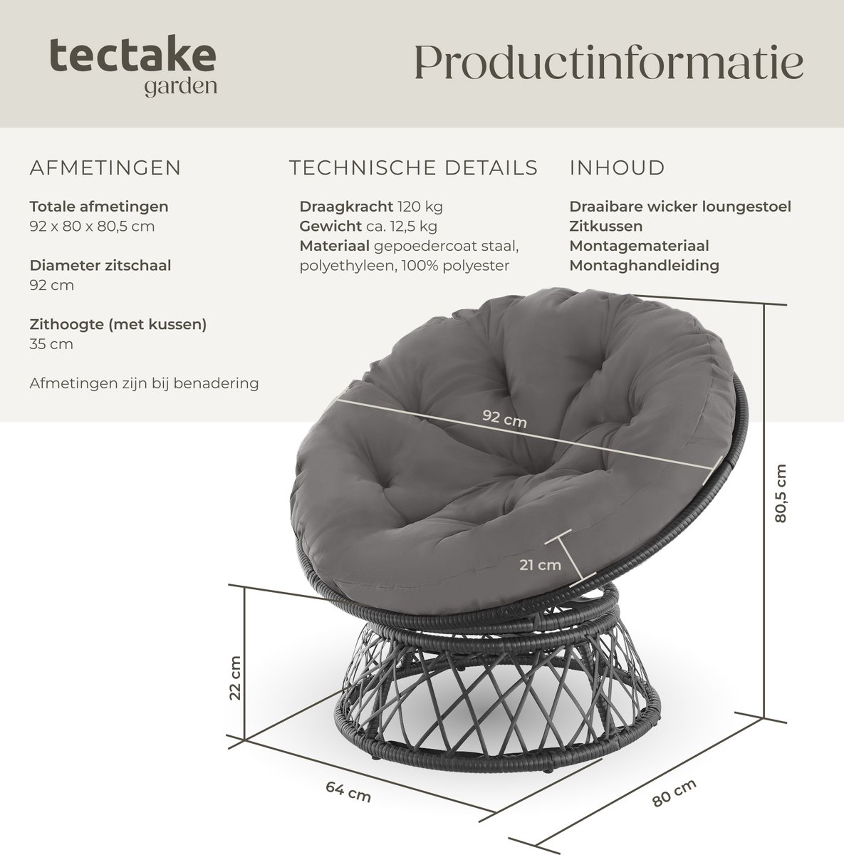 tectake Papasan Stoel thumbnail 4