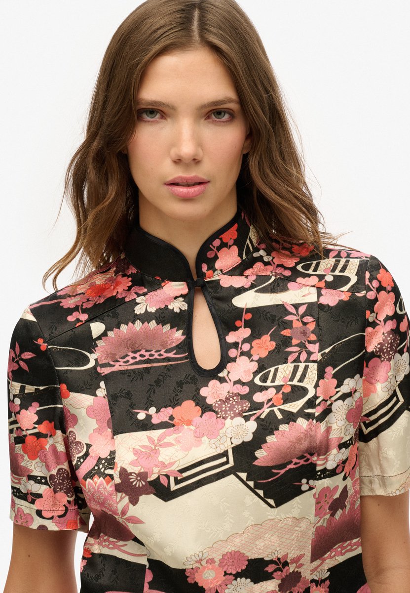 Superdry Top van jacquard met mandarijnkraag Dames Tops Roze
