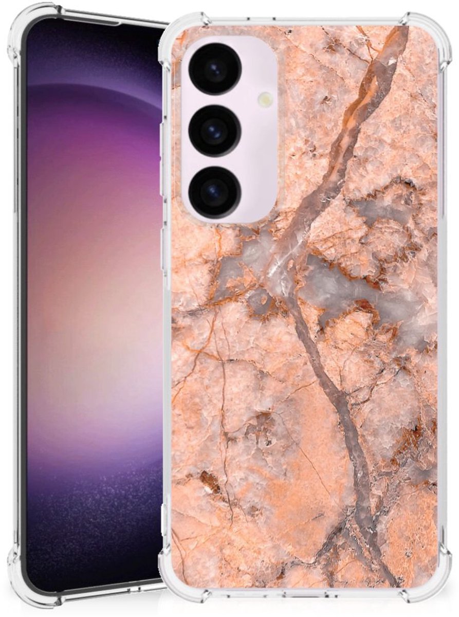 Samsung Galaxy S24 Plus Anti-Shock Hoesje Marmer Oranje