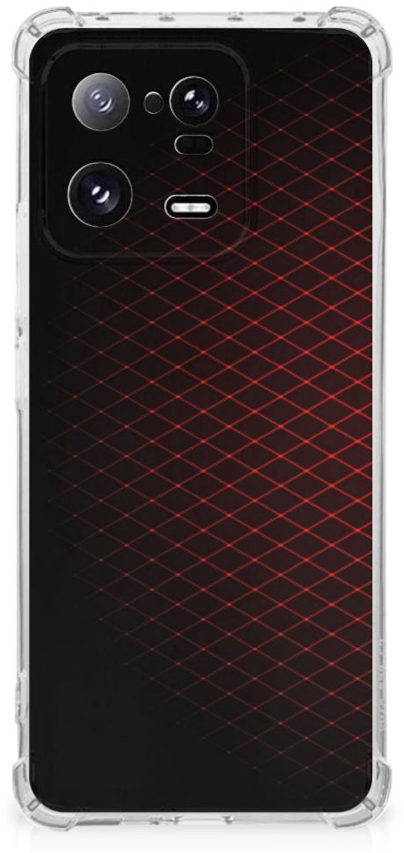 Xiaomi 13 Pro Doorzichtige Silicone Hoesje Geruit Rood