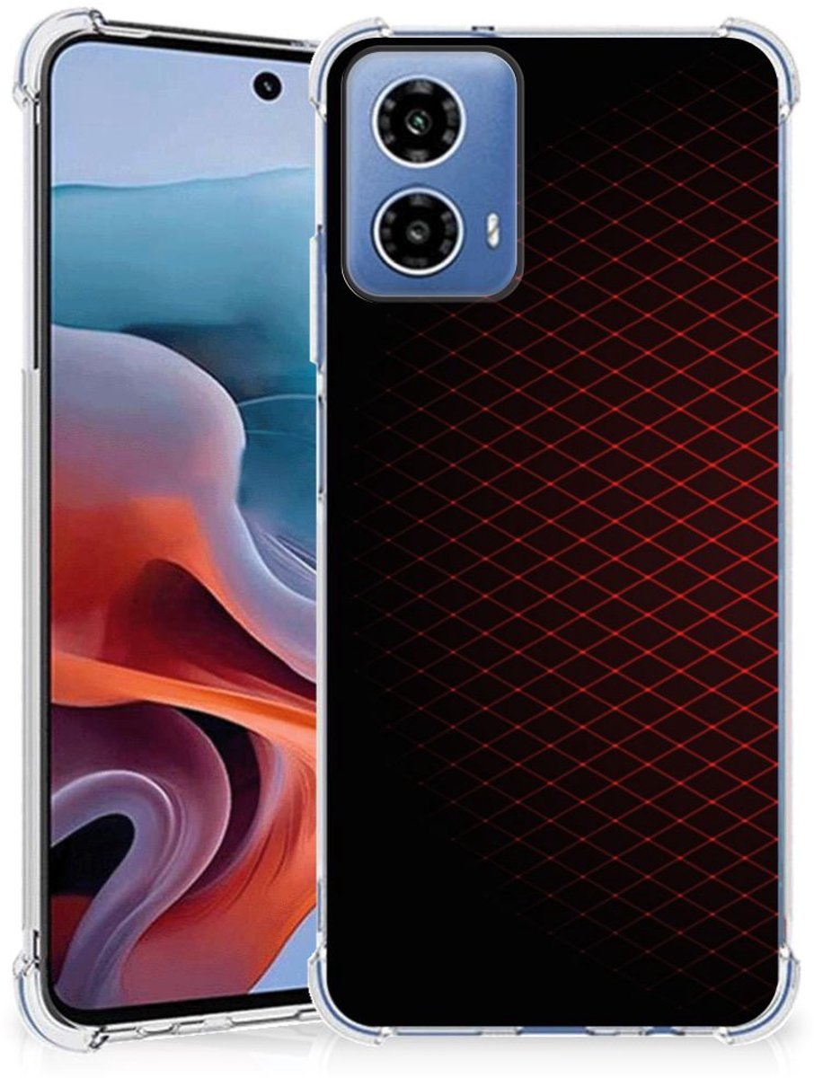 Motorola Moto G34 Doorzichtige Silicone Hoesje Geruit Rood