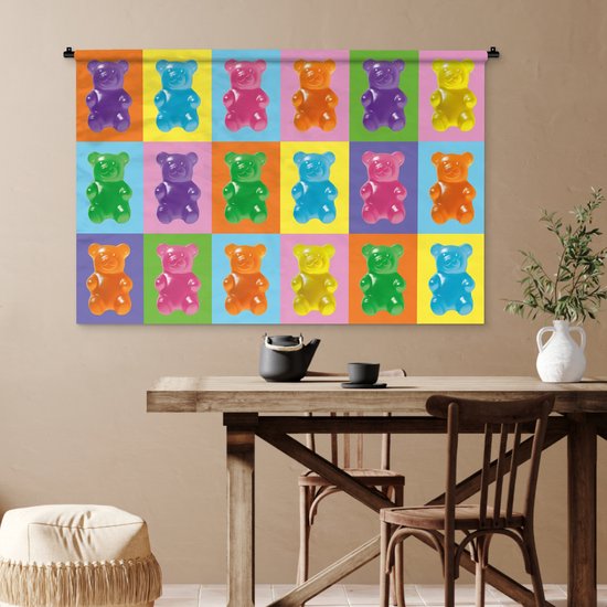 Wandkleed 120x80 cm - Wanddoek Art- Snoep - Kleurrijk - Wandtapijt - Wandkleden