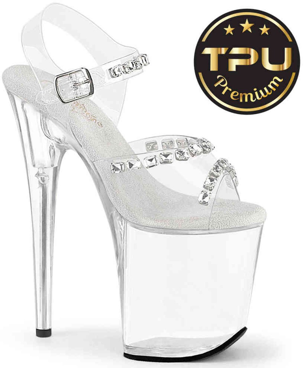 Pleaser - FLAMINGO808PREMSTN Sandaal met enkelband, Paaldans schoenen - US 10 - 40 Shoes - Transparant