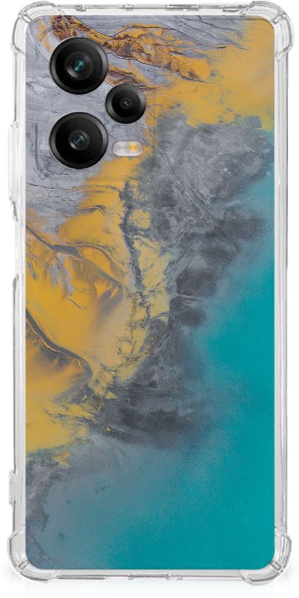 Xiaomi Redmi Note 12 Pro Plus Anti-Shock Hoesje Marble Blue Gold
