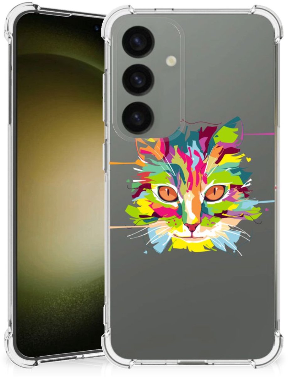 Samsung Galaxy S24 Stevig Bumper Hoesje Cat Color