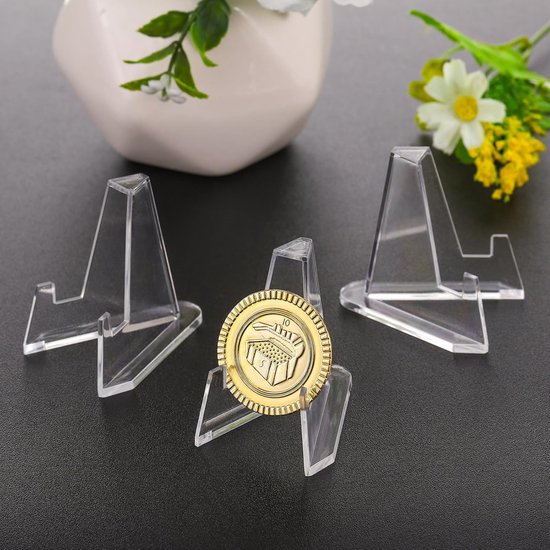 Coin Display - 24 Stuks - Munt Standaard - Kaart Houder - Houder Geschikt Voor Kaarten - Kaarten Houder - Munten Standaarden - Transparant - Visitekaarthouder - Munten Houder - Kaartenrek - Kaarthouder - geschikt Voor Pokemon Top Loader