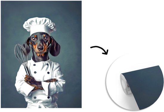 Behang - Fotobehang Hond - Garde - Kok - Breedte 205 cm x hoogte 280 cm