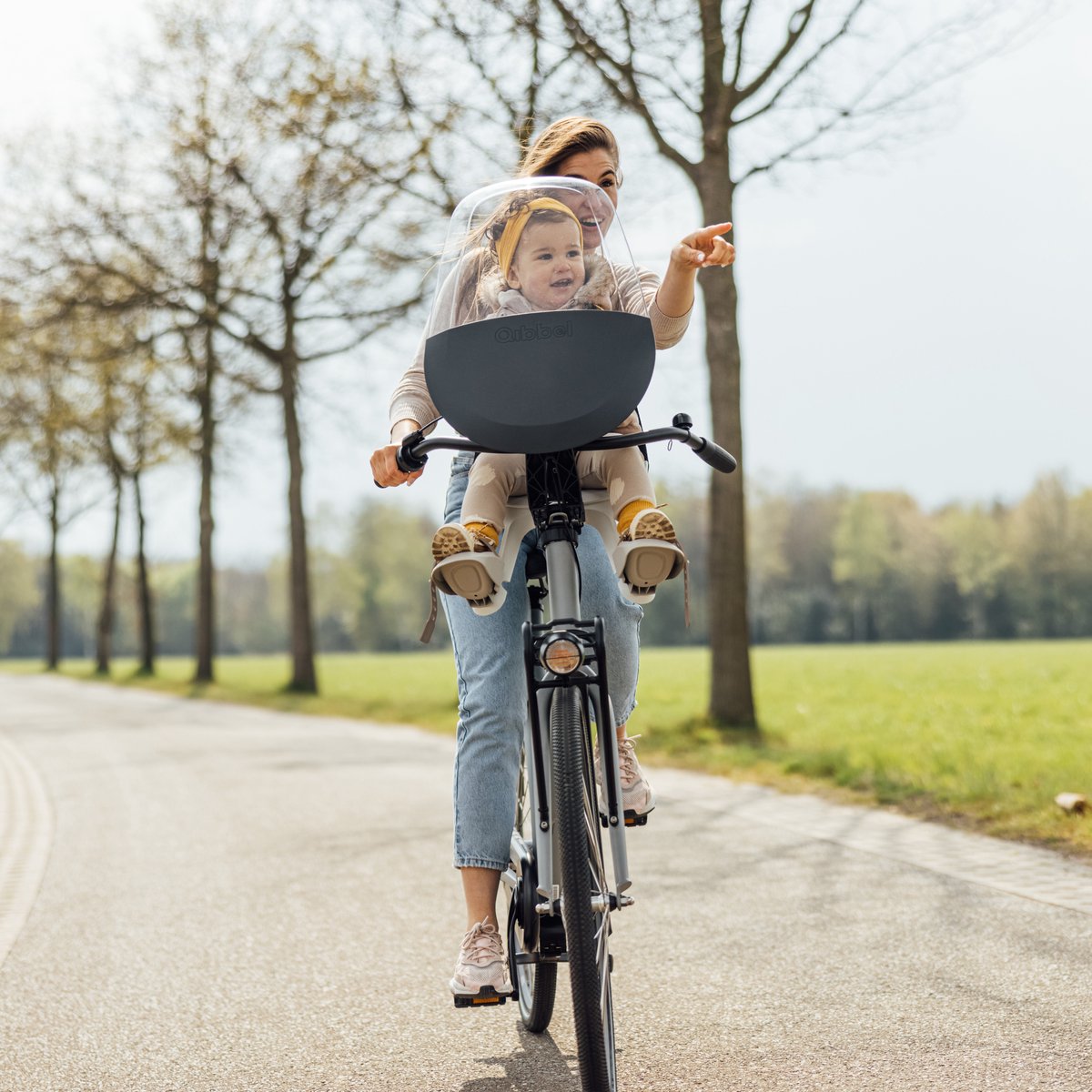 Qibbel Air Fietsstoeltje Voor - Bruin - Stuurpenbevestiging - Voorzitje - Fietszitje - Stuur thumbnail 6