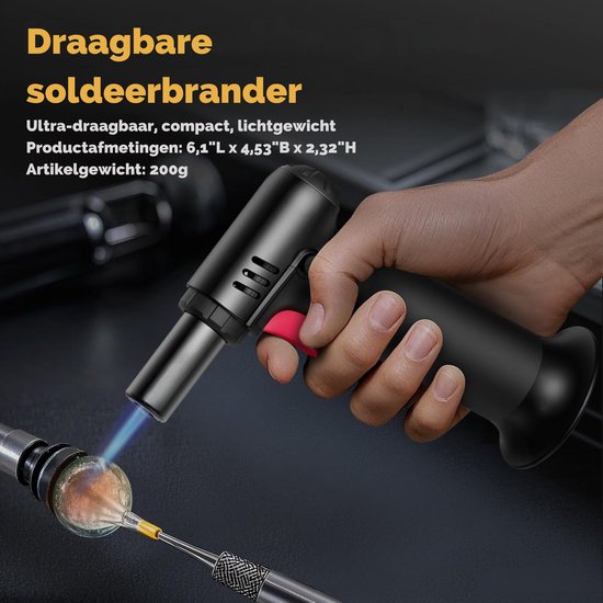 Brûleur Turbo Jet Flame - Rechargeable, 11 Cm - Pour Cuisine (crème Brûlée), Bricolage, Allumage - Température Jusqu'à 1200°C