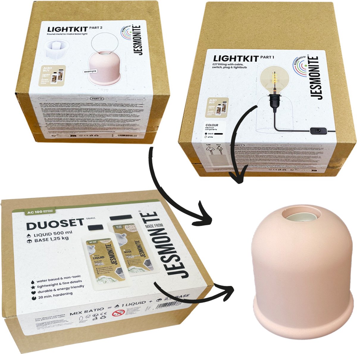 Jesmonite AC100 Light Kit Compleet Lamp Cilinder