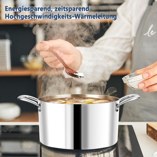 Habonne Kookpan 20cm Allure kopen? Duurzame RVS pan met deksel, geschikt voor alle warmtebronnen, vaatwasserbestendig en ovenvast