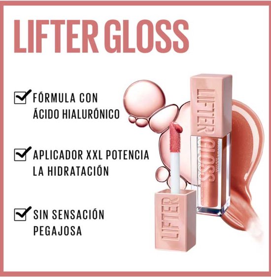 Maybelline New York - Lifter Gloss Lipgloss - 2 Ice - Glanzende Lipgloss - Verrijkt met hyaluronzuur - 5,4 ml