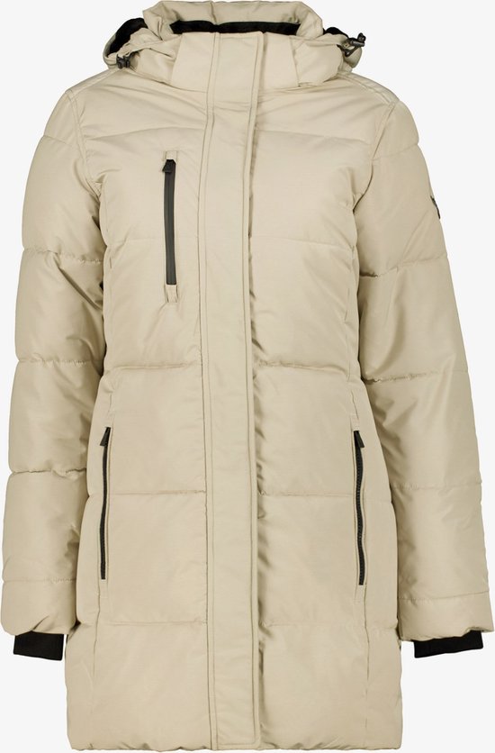 Kjelvik dames parka winterjas waterafstotend beige - Maat XL - Met capuchon - Ritssluiting