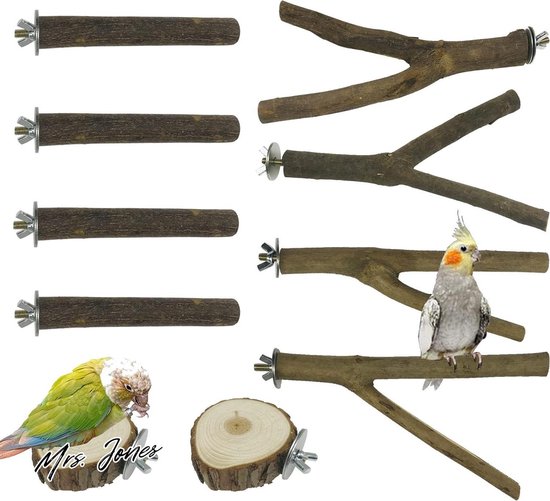 Allazone 5 STKS Vogelbaars Natuurlijke Druivenstok Vogel Staande Stok Swing Kauwspeelgoed Natuurlijke Druiven Kooi Baars Voor Papegaaienkooien Speelgoed voor Valkparkieten, Parkieten, vinken