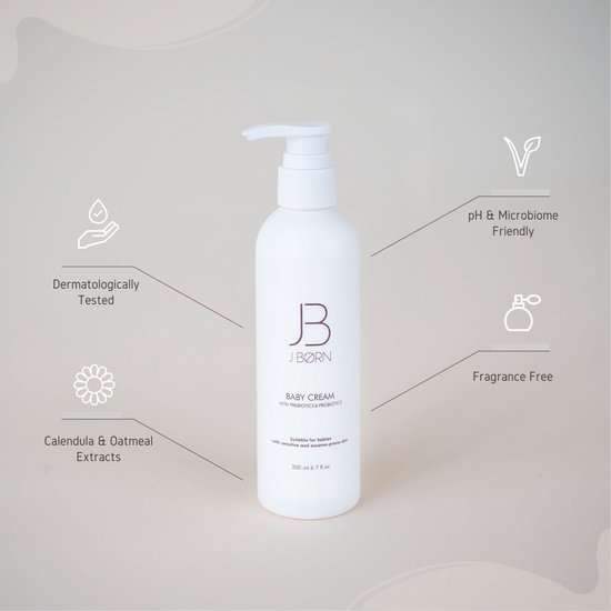 J.Born Baby Bodycrème - Parfumvrij - Met Probiotica, Haver & Shea - Voor de Droge en Eczeemgevoelige Huid - 200ml van Merkloos — afbeelding 3