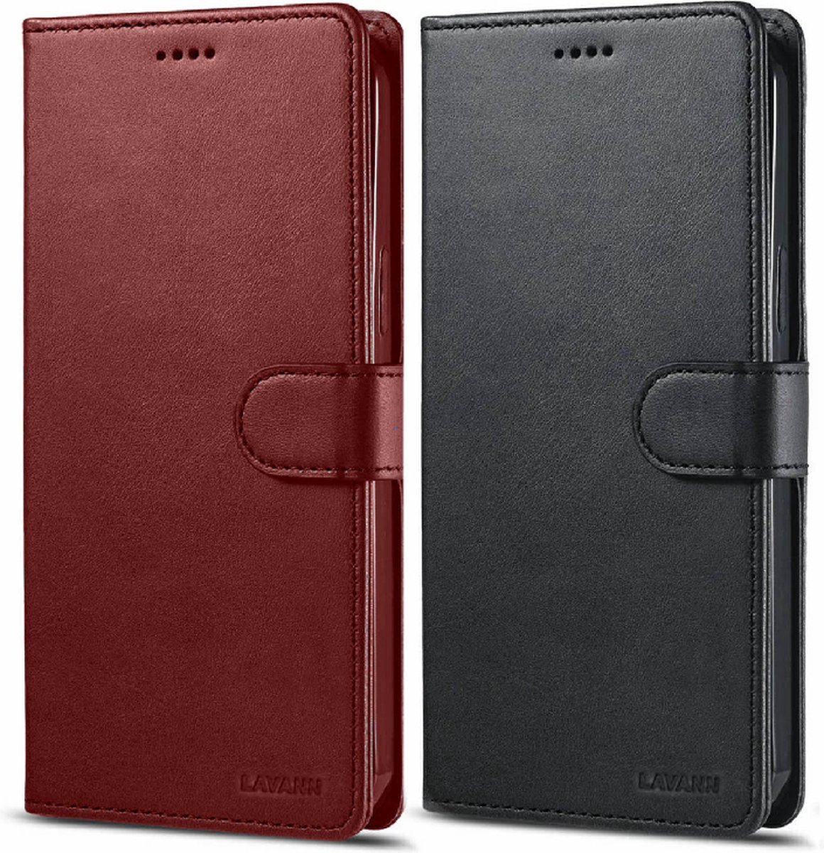 Lavann 2 in 1 Magnetic Leather Bookcase geschikt voor iPhone 15 Pro - Zwart
