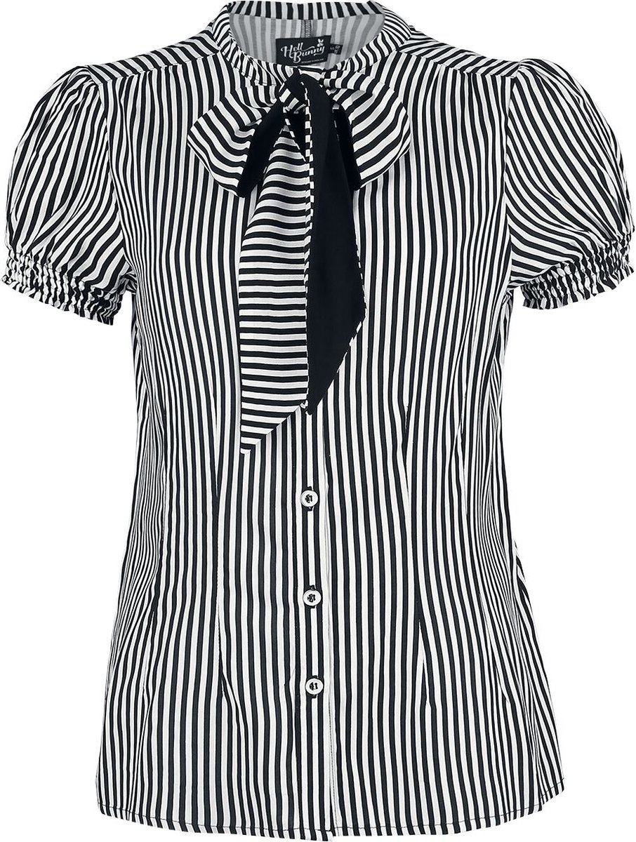 Hell Bunny Humbug Dames Blouse - zwart/wit - XS