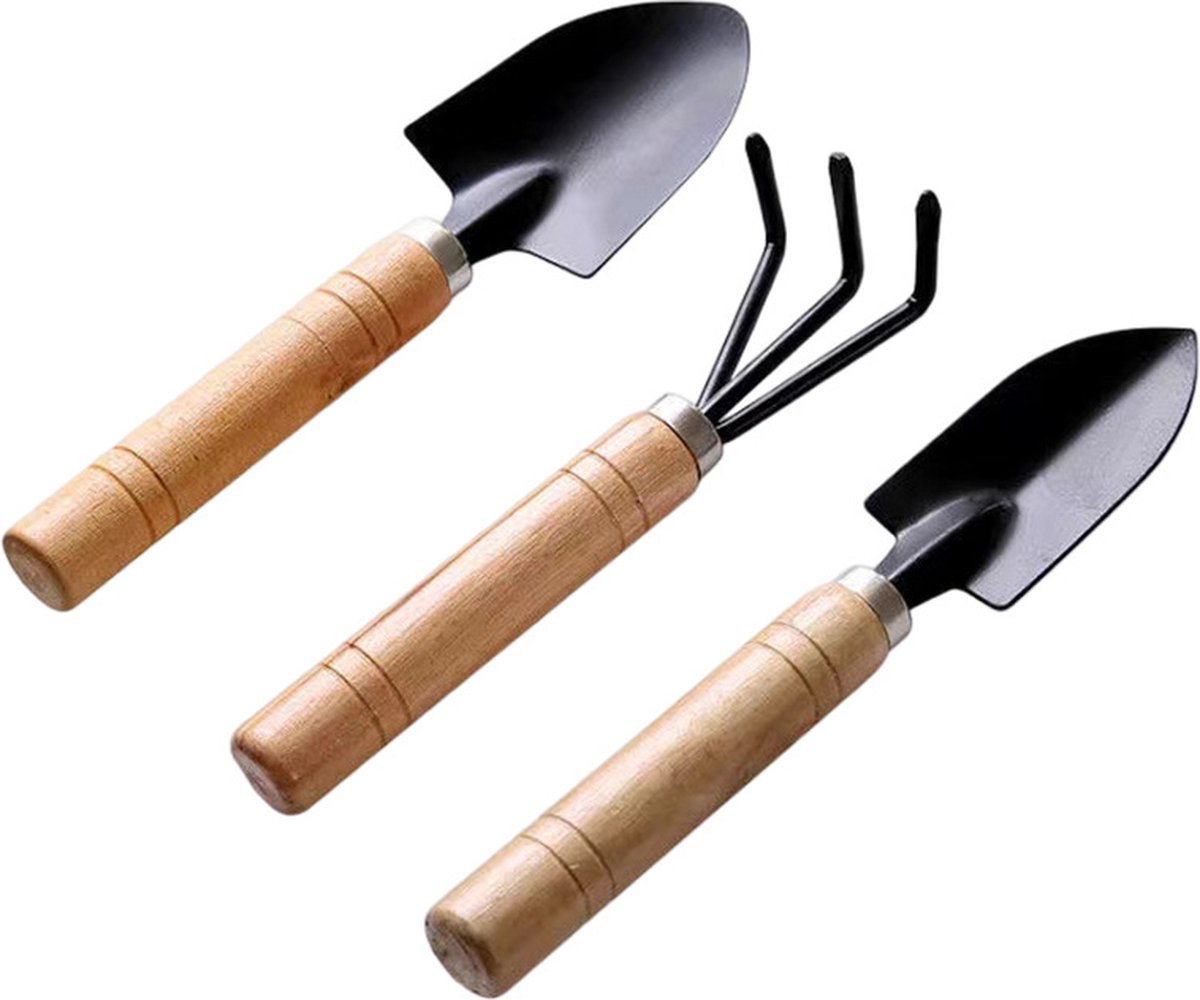 Tuingereedschap - 3 delige set - Tuinieren - Tuinset - Plantenschep - Tuinschep - Tuinhark - Tuinvork - Plantschep - Duurzaam - zwart - Mini tuingereedschap set - Combi Gereedschap - Metaal
