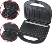 Bourgini MultiGrill 3-in-1 – Tosti-ijzer, Grill & Wafelijzer – PFAS-vrij – Verwisselbare platen – 750W