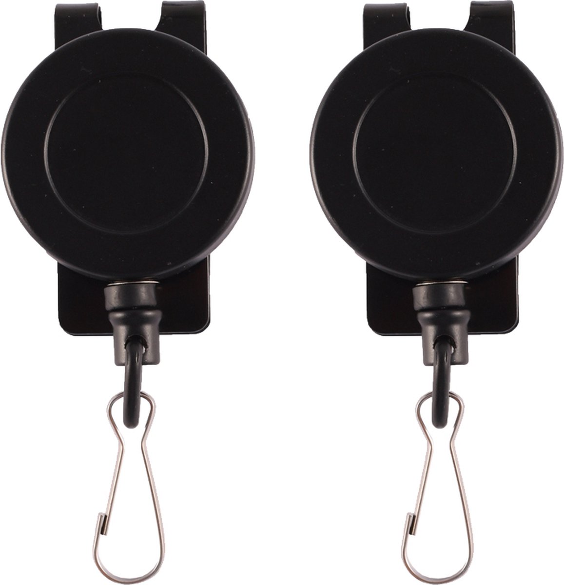 Uittrekbare Sleutelhanger Metal Gun Zwart 2x Pack - Sleutelkoord - Sleutelhanger aan Broek