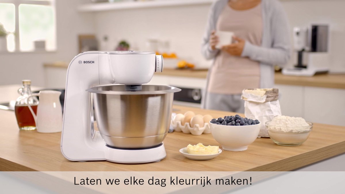 Bosch Edelstahl-Rührschüssel MUZ9ER1, Zubehör passend für Küchenmaschine OptiMUM, 5,5 Liter, max. Teigmenge 3,5 kg, Griffe, spülmaschinenfest