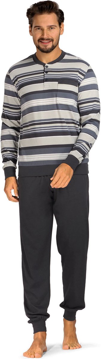 Comte Pyjama 'Sky Stripes' - Heren Nachtmode - Lange Mouw - Grijs - Maat L/52