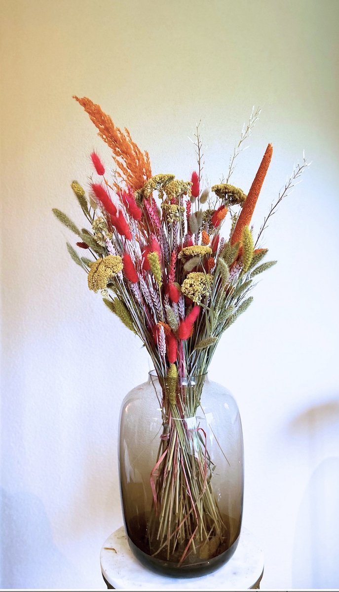 Droogbloemen kleurrijk – Boeket Silke (excl. vaas) - Droogboeket - Roze - Oranje - Geel - Paars - Wit - Groen - La Florista