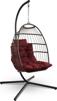 Bol.com SereneLife Hangende Ei-Stoel met Stand - Tot 250 kg Draagvermogen - Schommelstoel met een Basis van Riet en een Gepoeder... aanbieding