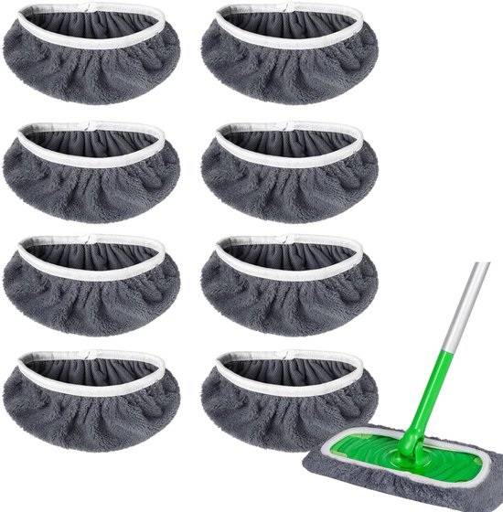 Lot de 8 lingettes lavables en microfibre réutilisables, pour un nettoyage humide et sec, gris