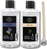 Scentchips Eucalyptus lavendel + Miss coco - Geurolie Voor Oliebrander Set van 2 - Inclusief Geurlont - Parfum Olie - Geurolie Voor Lampenolie - Geurlamp Olie - 475ml x 2