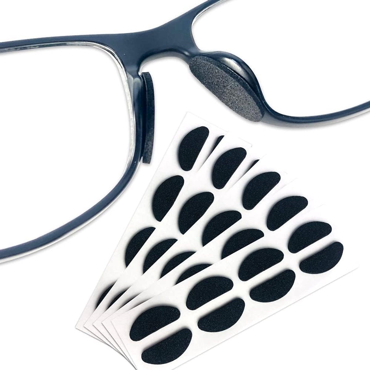 Brillenneuspads, 20 paar zachte schuimrubberen neuspads voor brillen, geschikt voor zonnebrillen, leesbrillen, sportbrillen, antislipbrillenbrillenneuspads (D-vorm / 20 * 8 mm) (zwart)