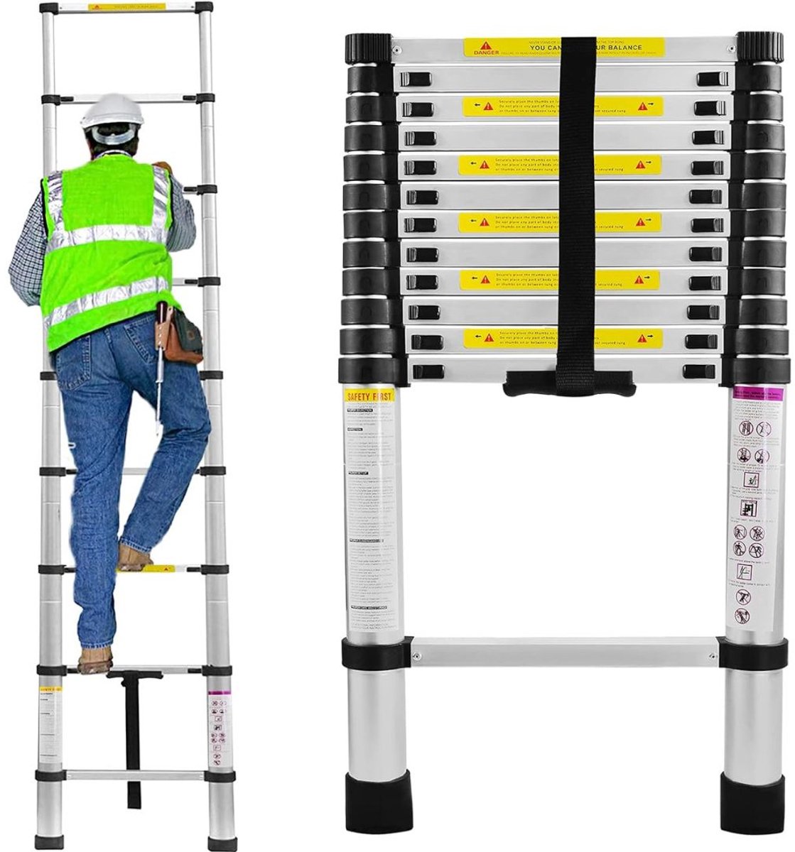 VELTRR® Telescoopladder Aluminium - Vouwladder - ( Amount of Meters example 5M )