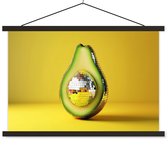 Posterhanger incl. Poster 150x100 cm - Schoolplaat - Avocado - Discobal - Geel - Glitter - Textielposter - Zwarte latten
