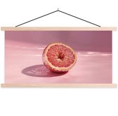 Posterhanger incl. Poster 120x60 cm - Schoolplaat - Grapefruit - Roze - Disco - Shiny - Textielposter - Blanke latten